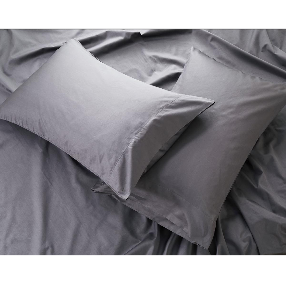 Luxurious 400 Thread Count Cotton Bed Sheet Set – Light Grey, 3-Piece, Single Size-GCC Home Center