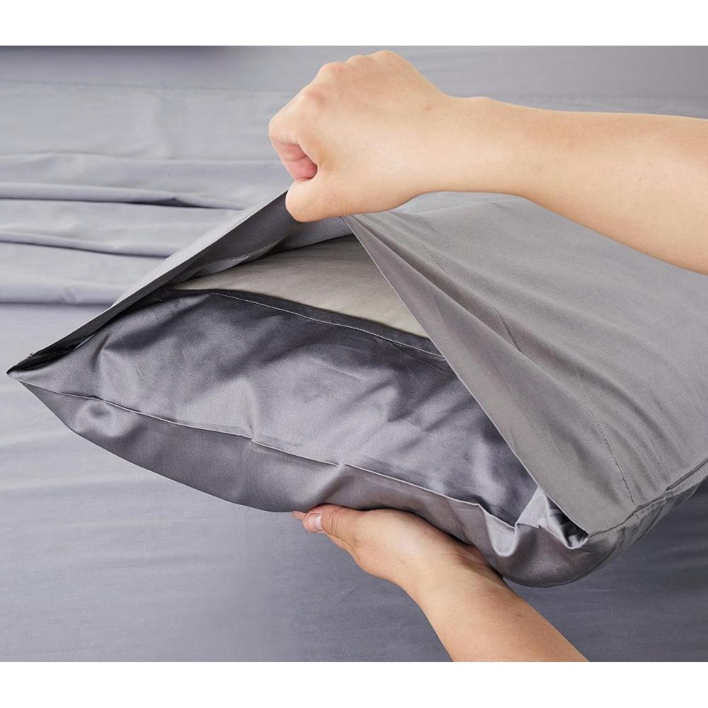 Luxurious 400 Thread Count Cotton Bed Sheet Set – Light Grey, 3-Piece, Single Size-GCC Home Center