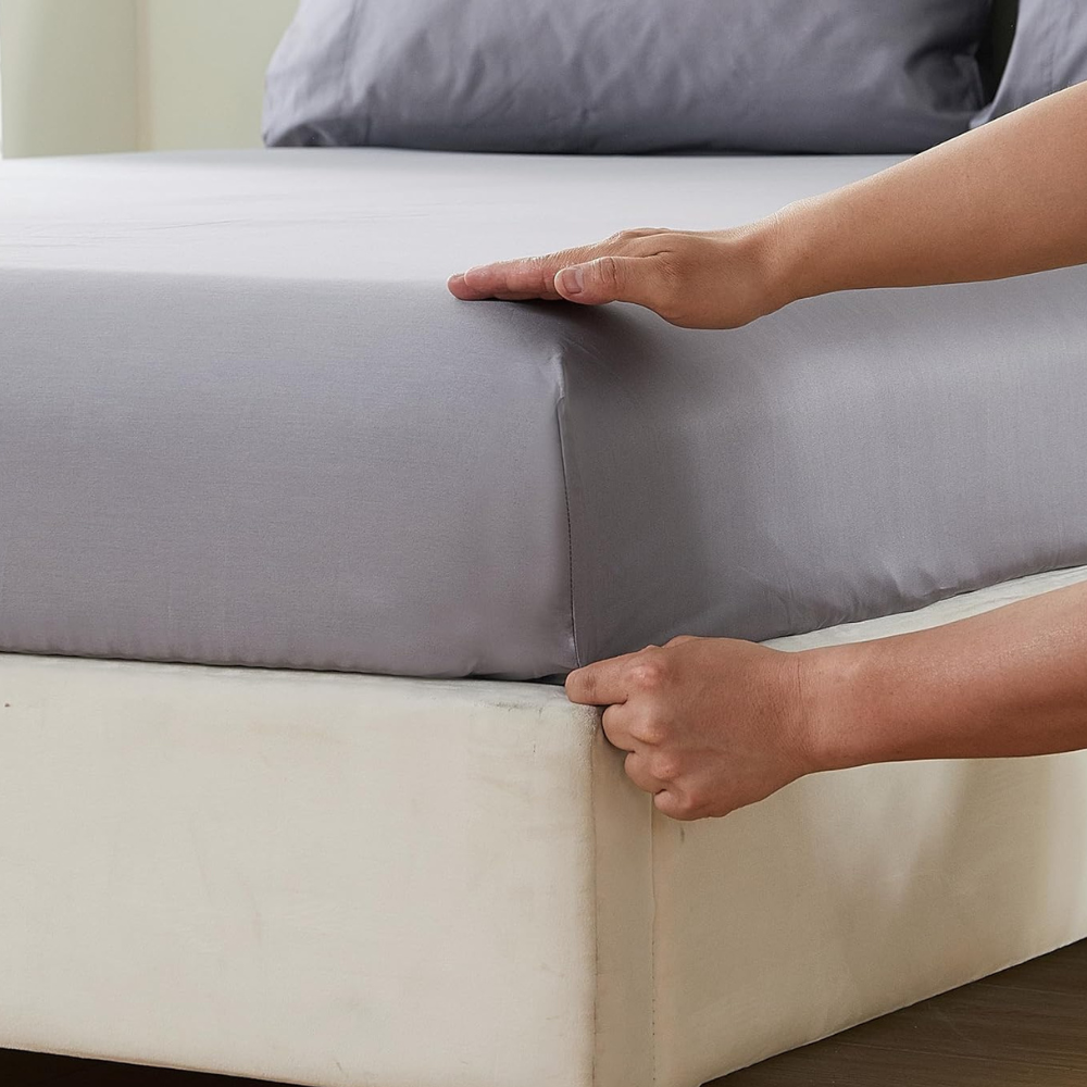 Luxurious 400 Thread Count Cotton Bed Sheet Set – Light Grey, 3-Piece, Single Size-GCC Home Center