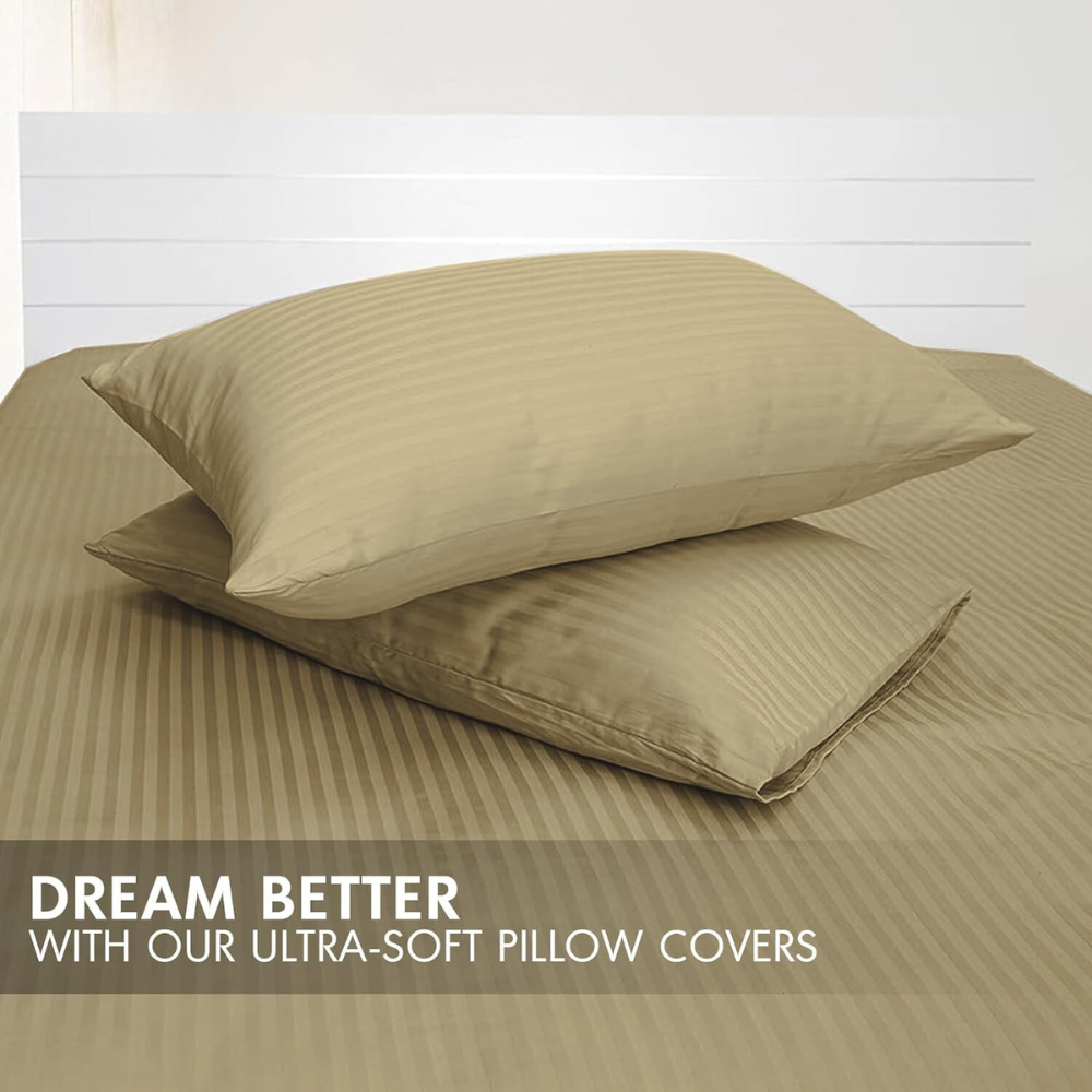 Luxury Cotton Sateen Bed Pillow Covers (2-Pack) – 100% Long-Staple Cotton, 250TC, 50x75cm, Soft & Durable, Made in UAE-GCC Home Center