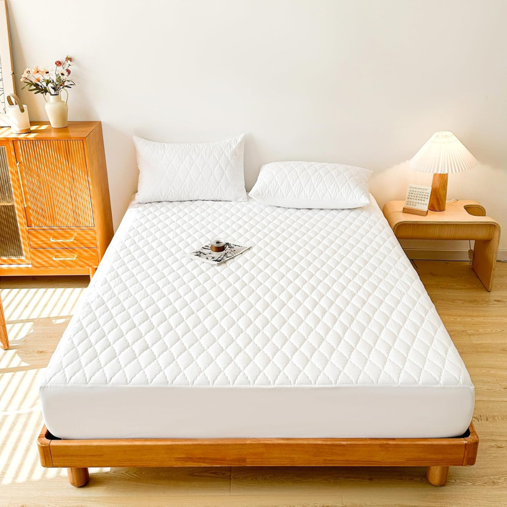 Waterproof Fitted Sheet – Full Coverage Mattress Protector with Elastic Edge, Breathable & Dustproof Design-GCC Home Center