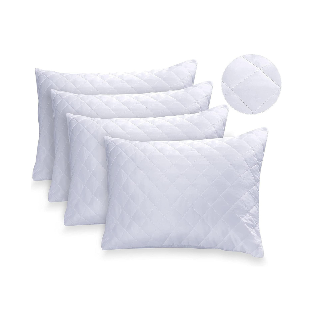 SOMER FIELD Quilted Microfiber Pillow Protectors with Zipper – Pack of 4, Breathable & Machine Washable, 50 x 75cm-GCC Home Center