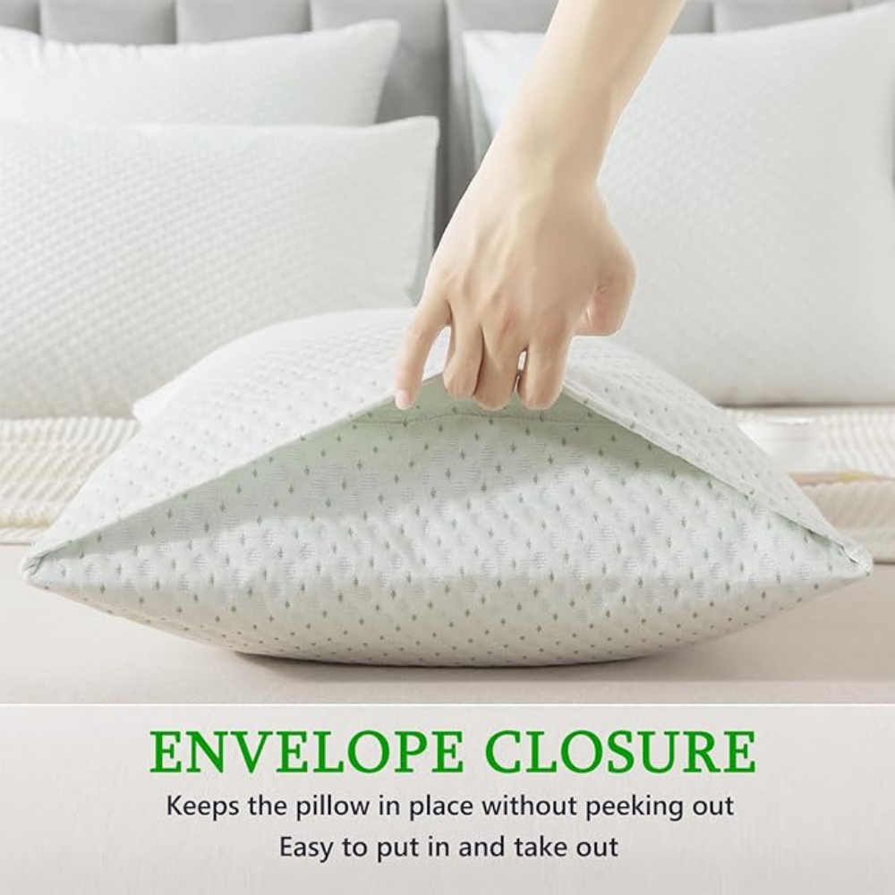 Quilted Microfiber Pillow Protectors with Zipper – Pack of 4, Breathable & Machine Washable, 50 x 75cm-GCC Home Center