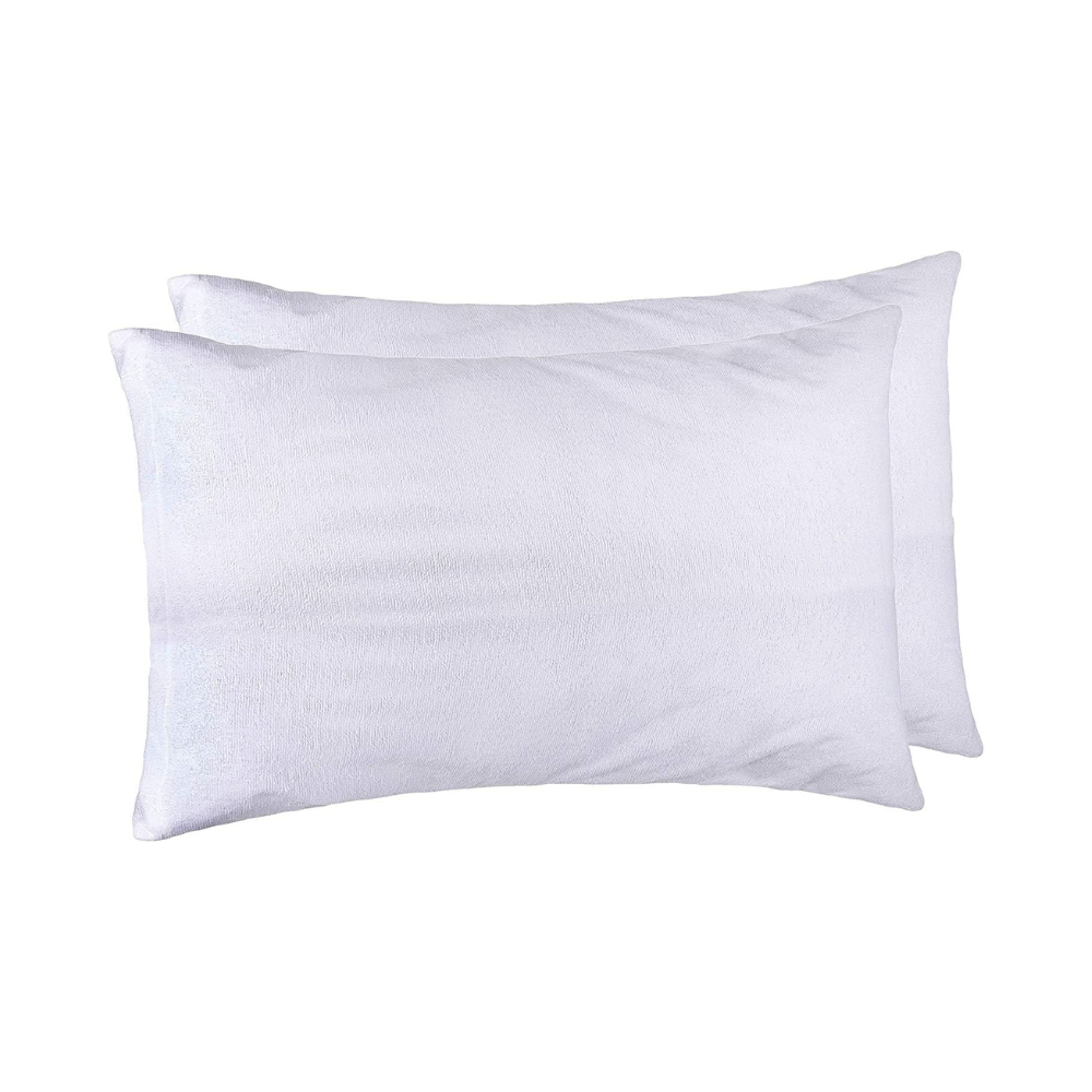 Set of 2 Waterproof Terry Cotton Pillow Protectors with Zipper Closure, 50x75 cm – Soft, Breathable & Spill-Resistant-GCC Home Center