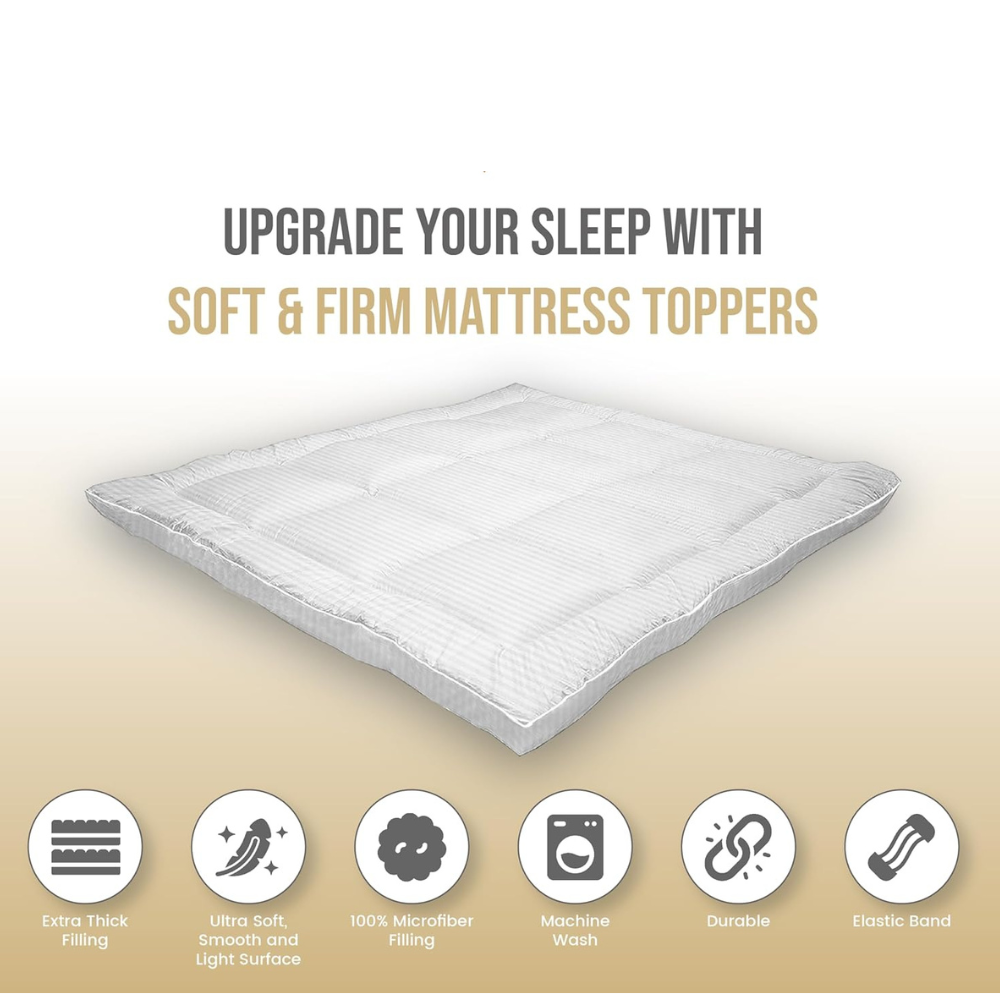 King Size Waterproof Microfiber Mattress Topper – Soft, Breathable, and Machine Washable-GCC Home Center