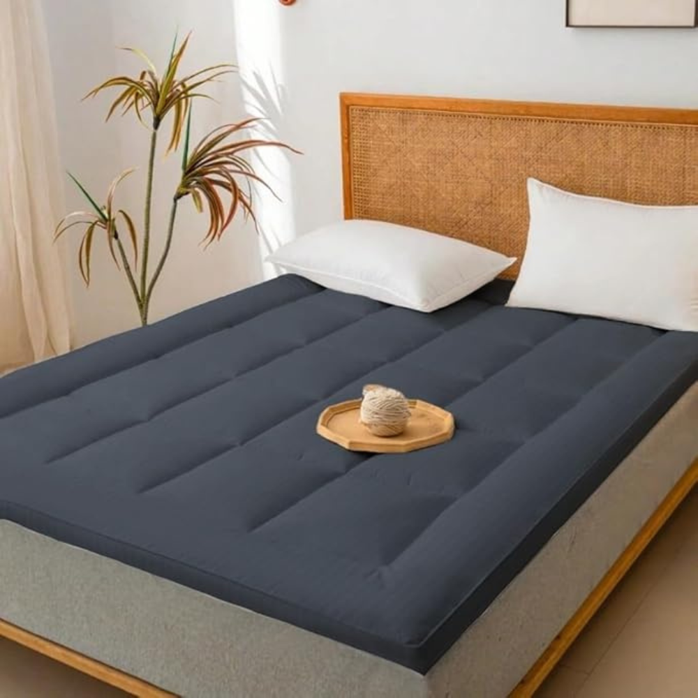 Aristocrat Grey Microfiber Mattress Topper, 180x200cm – Plush Comfort with 4-Corner Straps-GCC Home Center