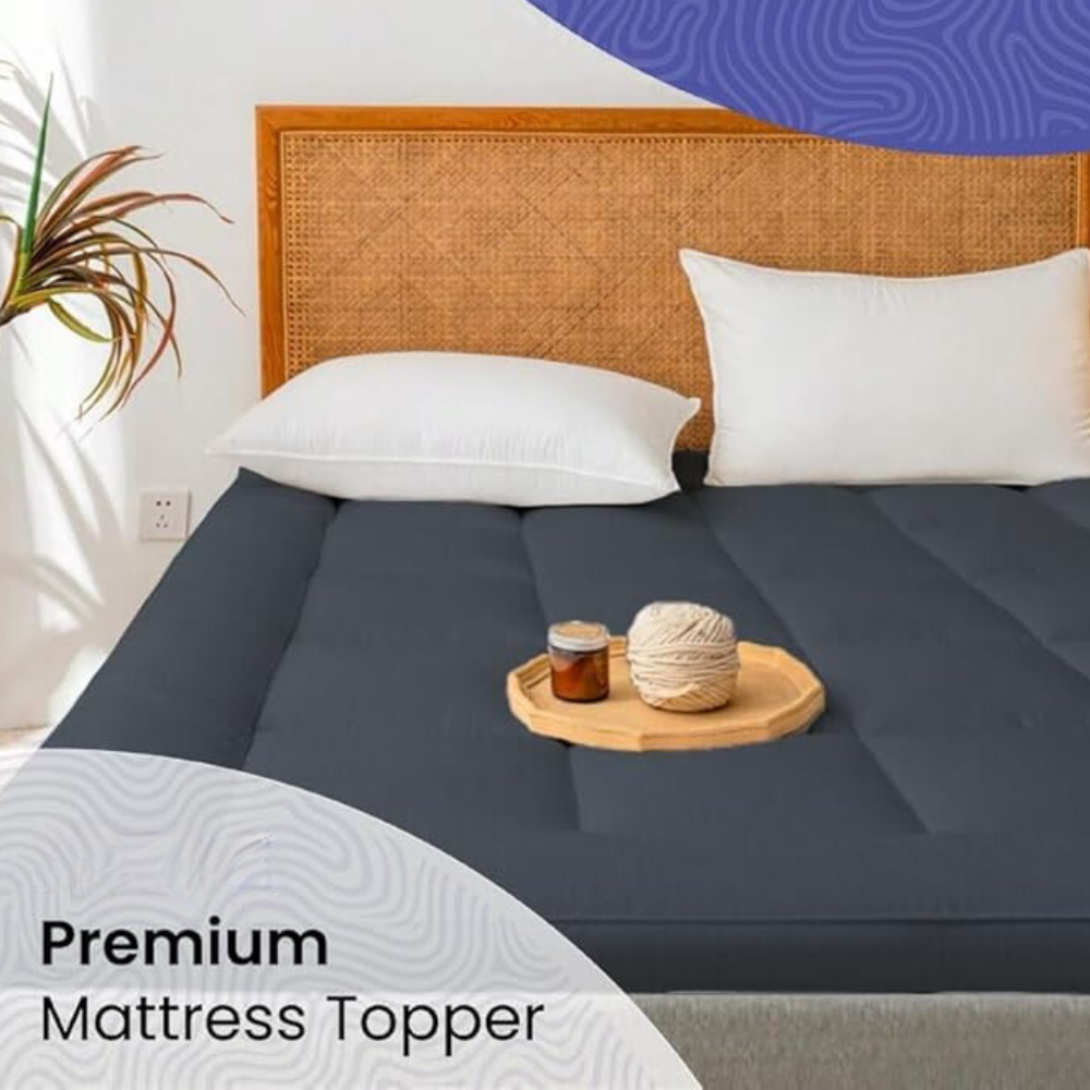 Aristocrat Grey Microfiber Mattress Topper, 180x200cm – Plush Comfort with 4-Corner Straps-GCC Home Center