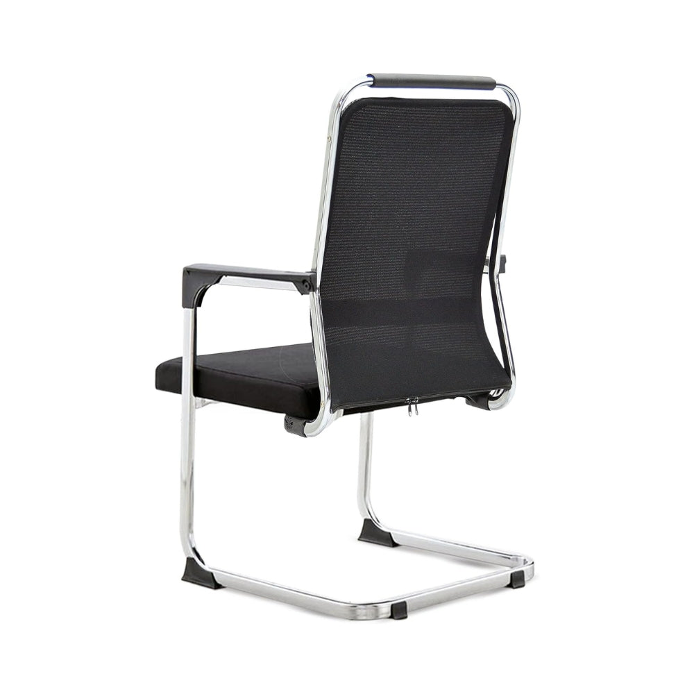 Ergonomic Grey Visitor Chair with Faux Leather & Alloy Steel Frame - Comfortable & Durable Office Seating-GCC Home Center