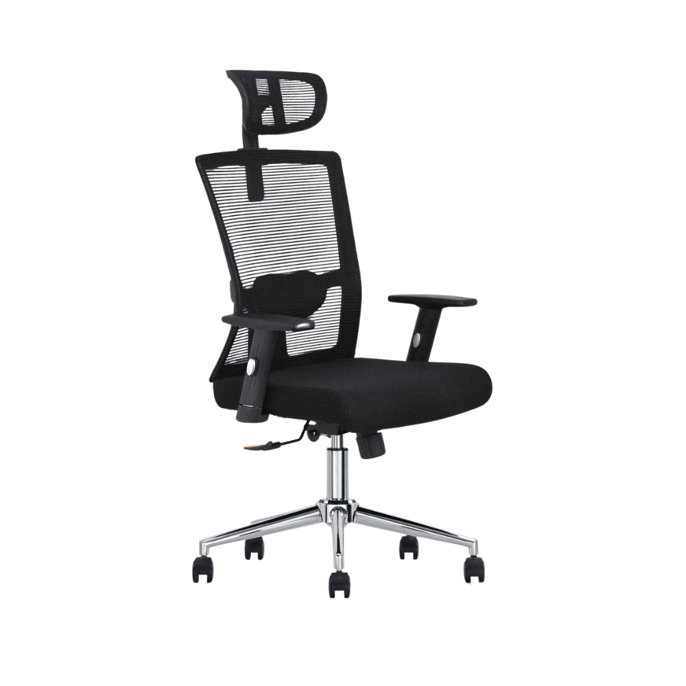 Ergonomic Computer Desk Chair for Office & Gaming with Headrest - Sturdy Metal Frame, 150KG Capacity, Black-GCC Home Center