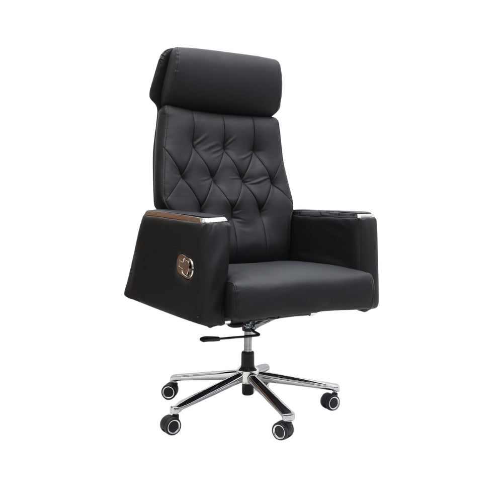 Ergonomic Black Faux Leather Office Chair with Lumbar Support - Adjustable Height, 360° Swivel, and Comfortable High-Density Cushion-GCC Home Center