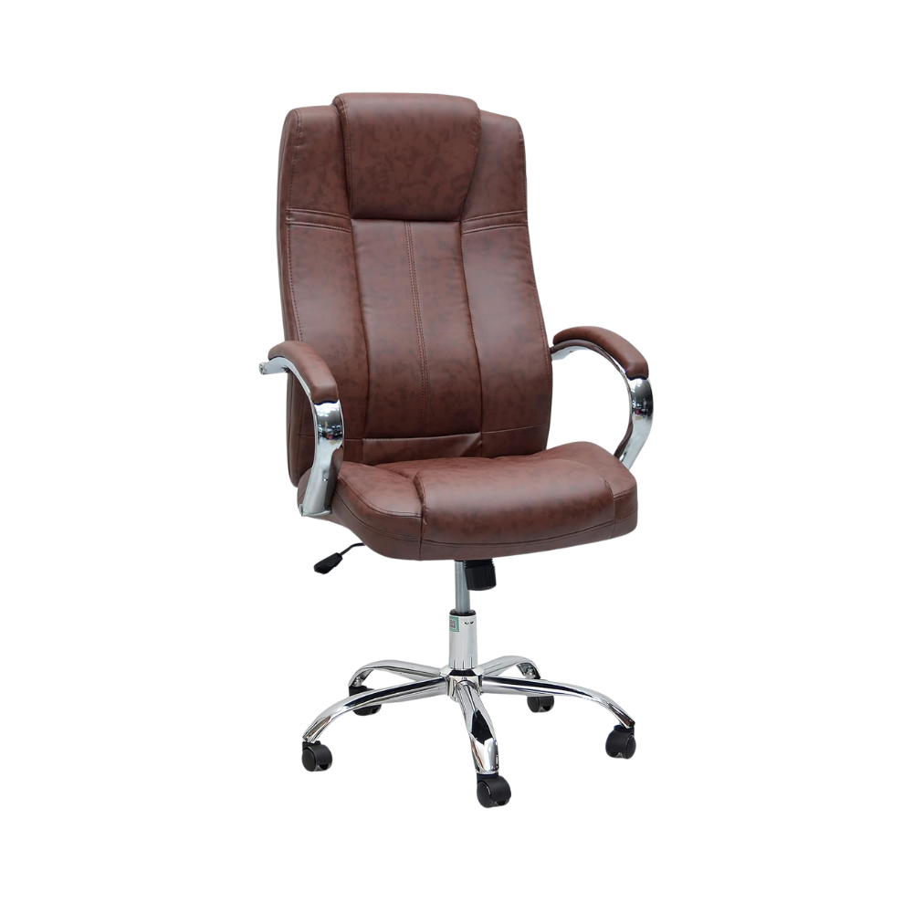 Ergonomic Brown Office Chair with Adjustable Height, Breathable Polyurethane Upholstery - Durable High-Back Design-GCC Home Center