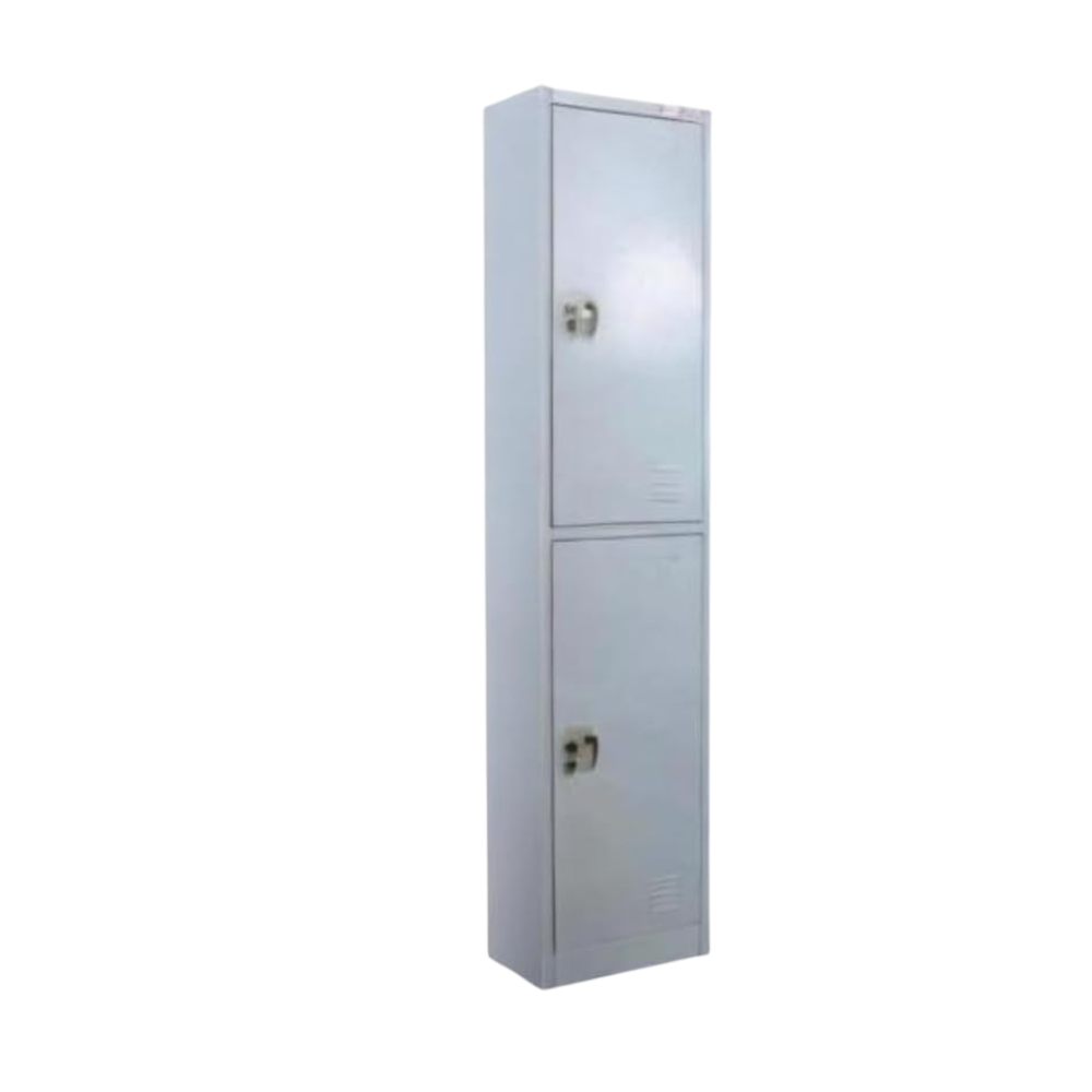 Commercial Grey Steel 2-Door Locker Cabinet with Removable Lock - Vertical Storage for Clothes & Files-GCC Home Center
