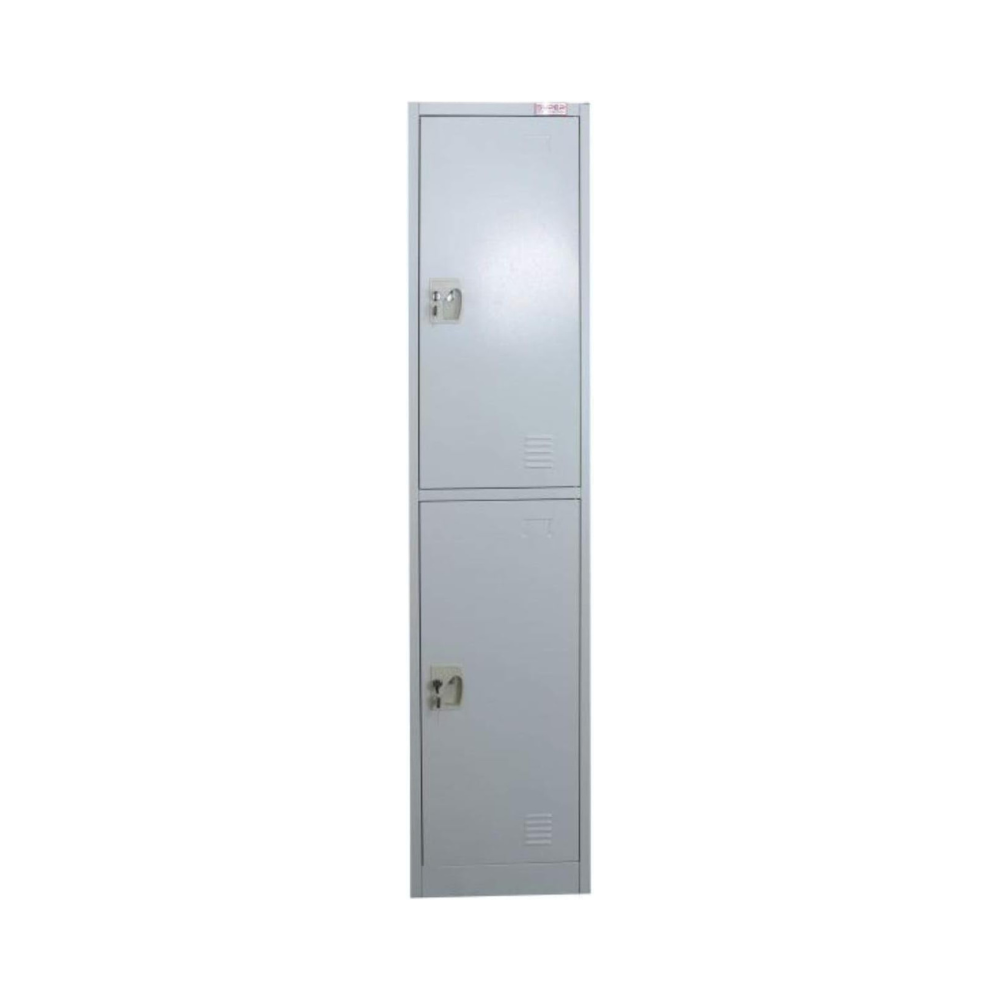 Commercial Grey Steel 2-Door Locker Cabinet with Removable Lock - Vertical Storage for Clothes & Files-GCC Home Center