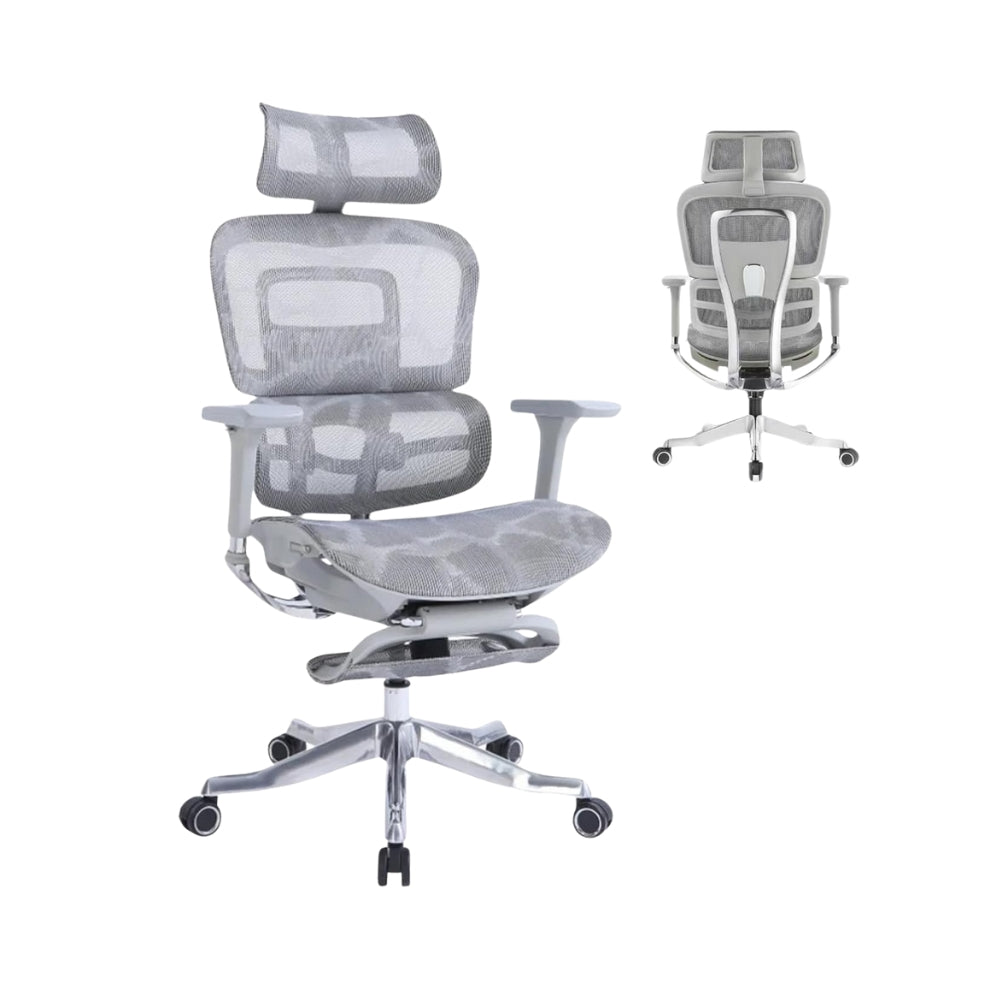 Ergonomic Grey Office Chair with Adjustable Features & Breathable Mesh Back - Aluminum Frame, 3D Armrests, and Alloy Base-GCC Home Center