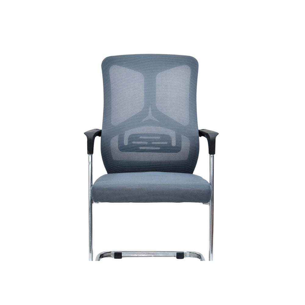 Versatile Grey Metal Visitor Chair - Ergonomic Design with 6-Month Warranty & 120KG Capacity-GCC Home Center