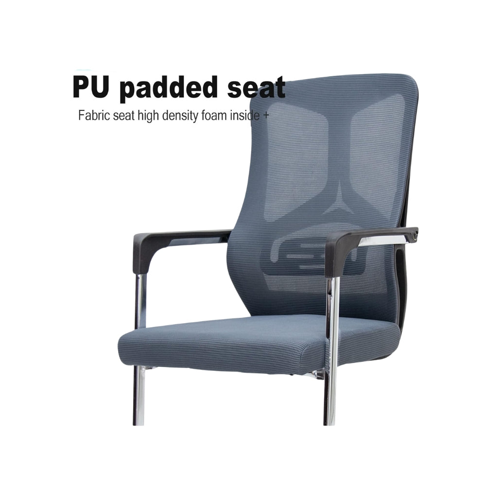 Versatile Grey Metal Visitor Chair - Ergonomic Design with 6-Month Warranty & 120KG Capacity-GCC Home Center