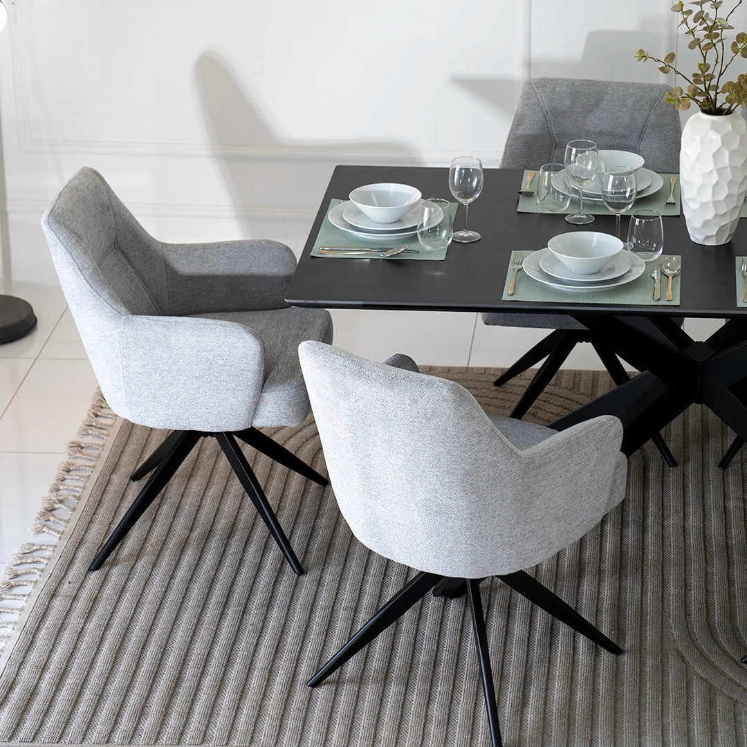 6-Seater Sintered Stone Top Dining Set – Grey