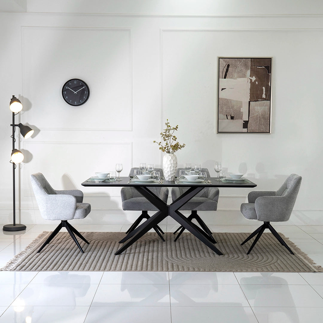 6-Seater Sintered Stone Top Dining Set – Grey