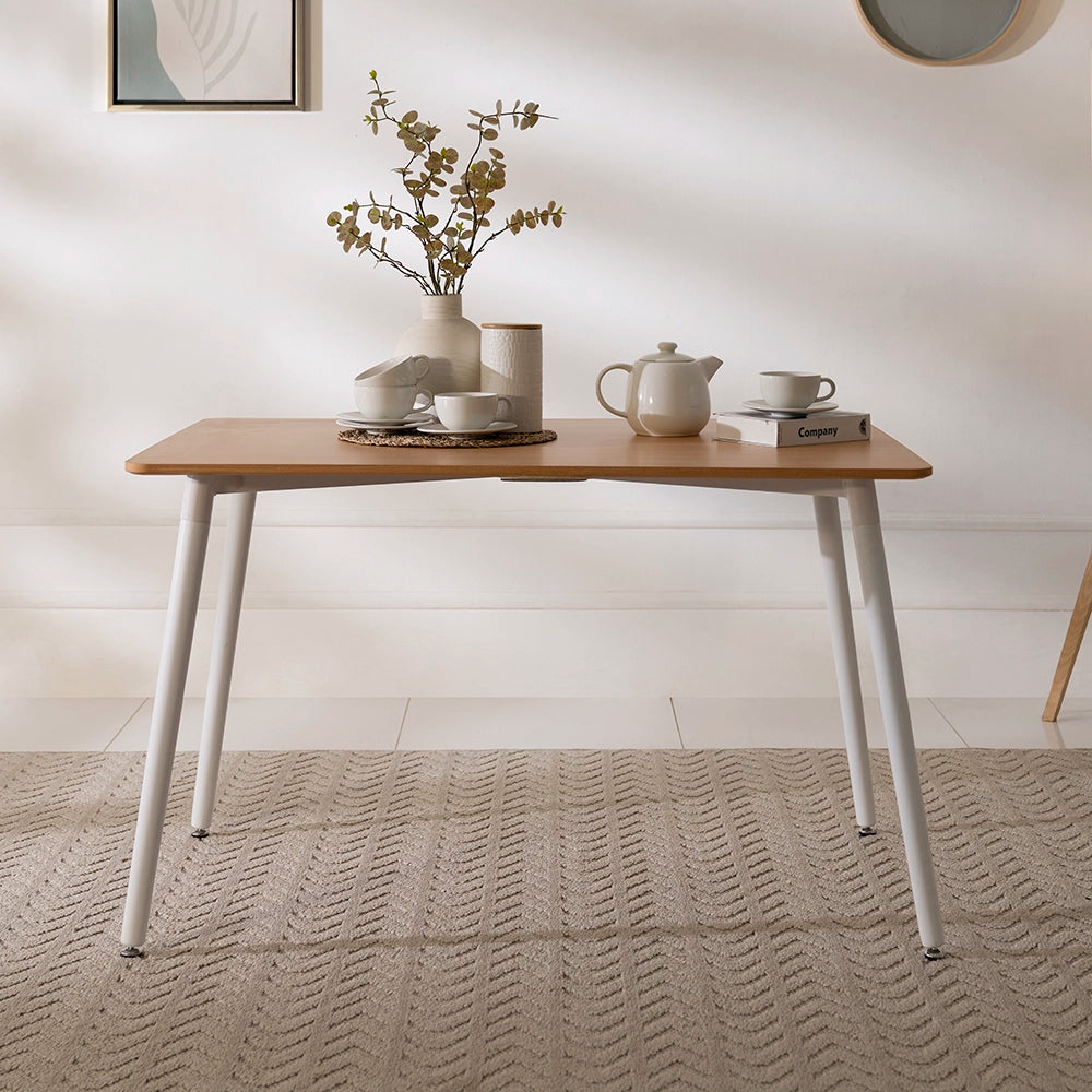 4-Seater Dining Set – Oak & White