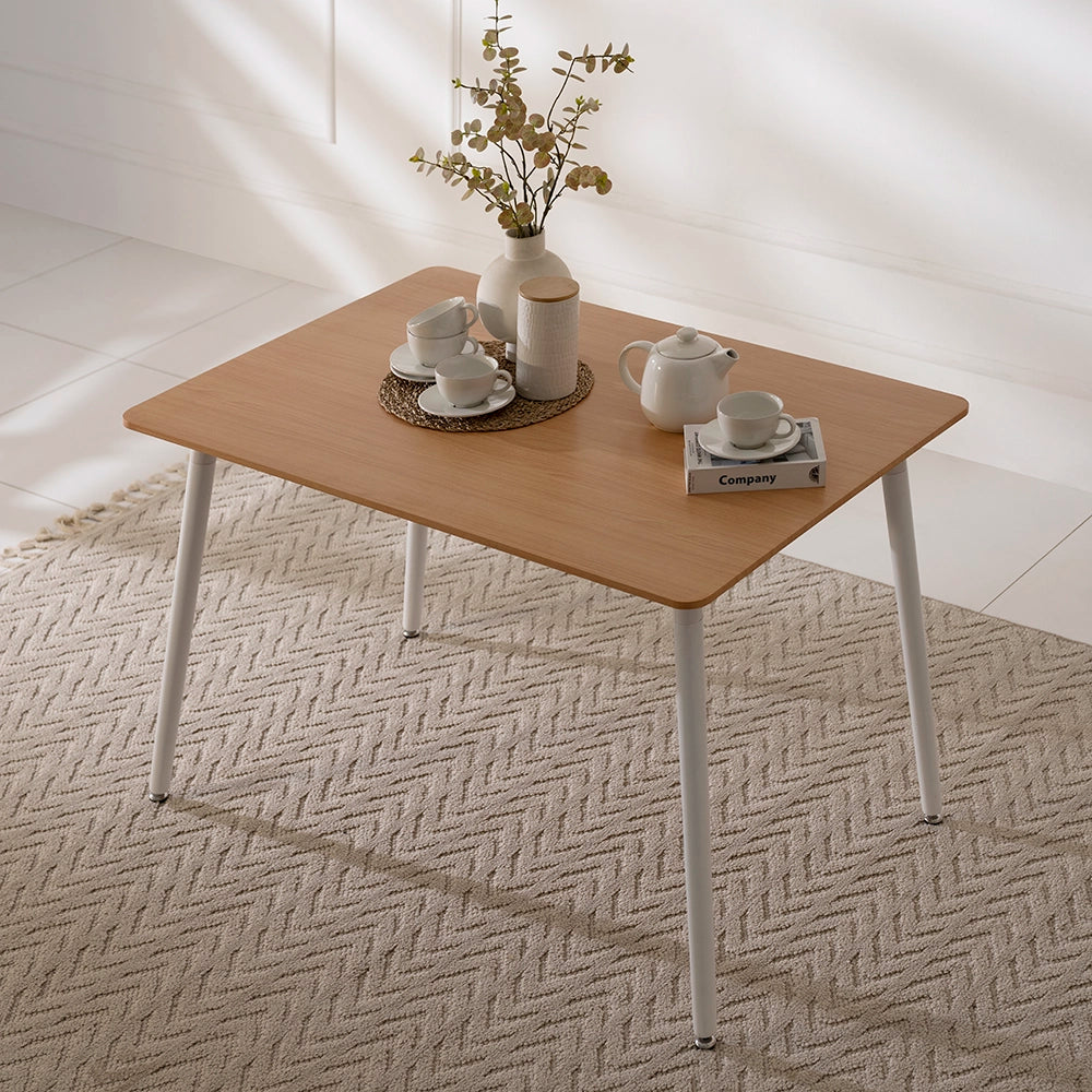 4-Seater Dining Set – Oak & White