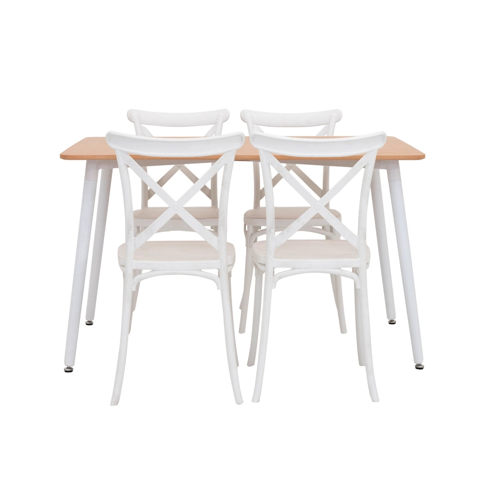 4-Seater Dining Set – Oak & White