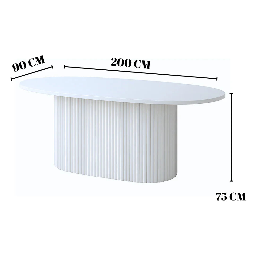 Elegant Fluted Marble Top Rectangular Dining Table