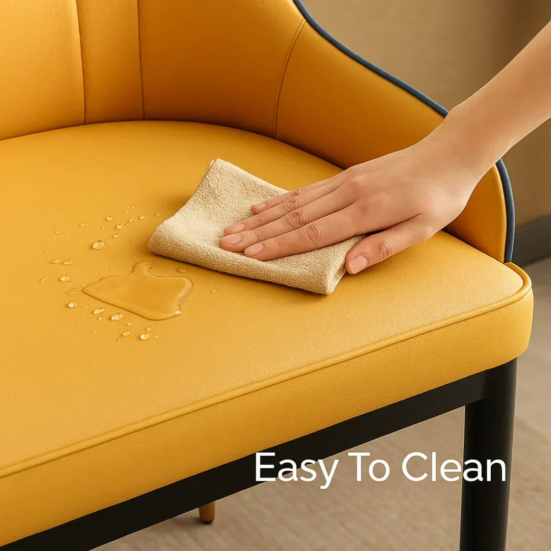 Modern Rectangular Marble Top Dining Table Set (Yellow & Blue)