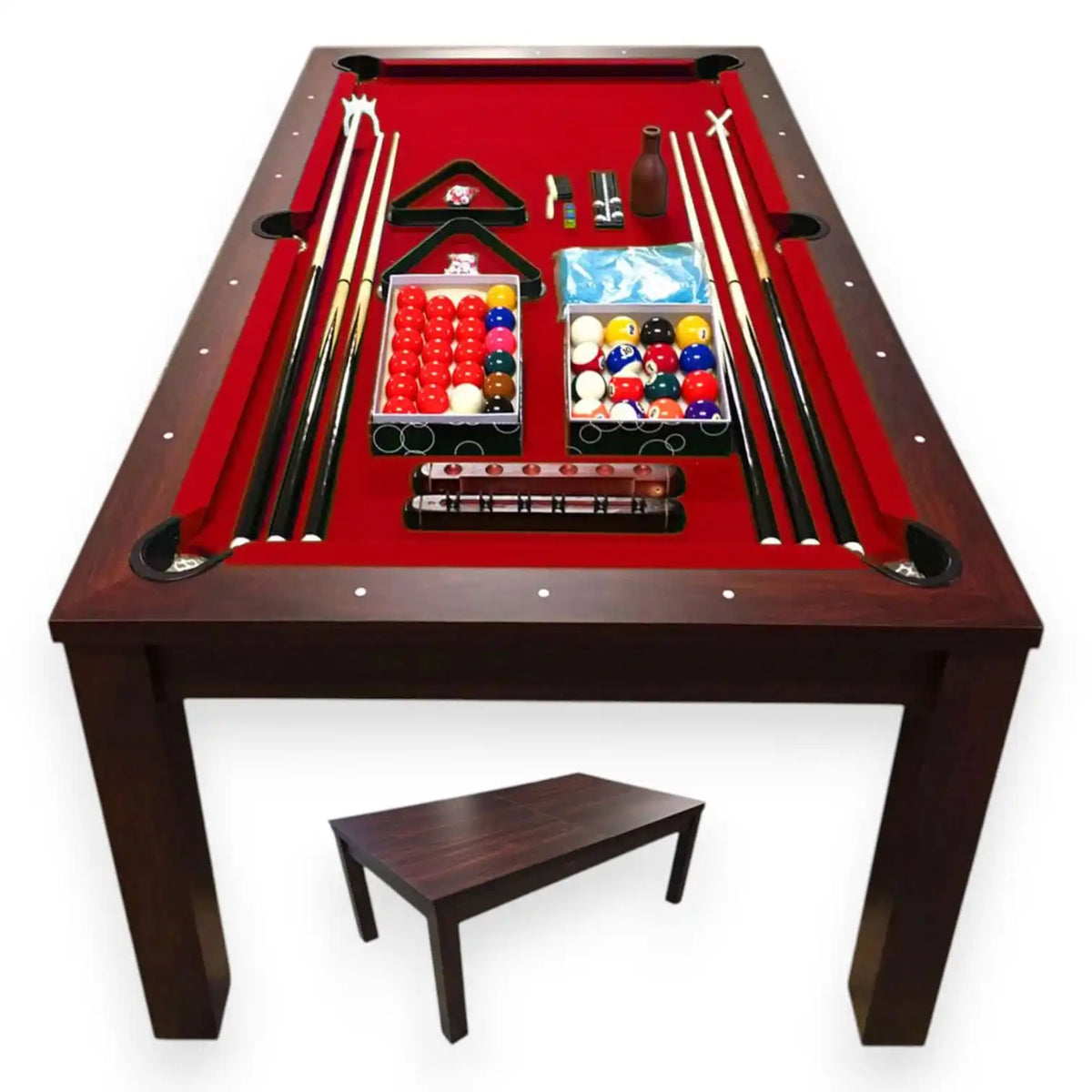7FT Pool Table with Dining Top – VULCAN RED Billiards Table