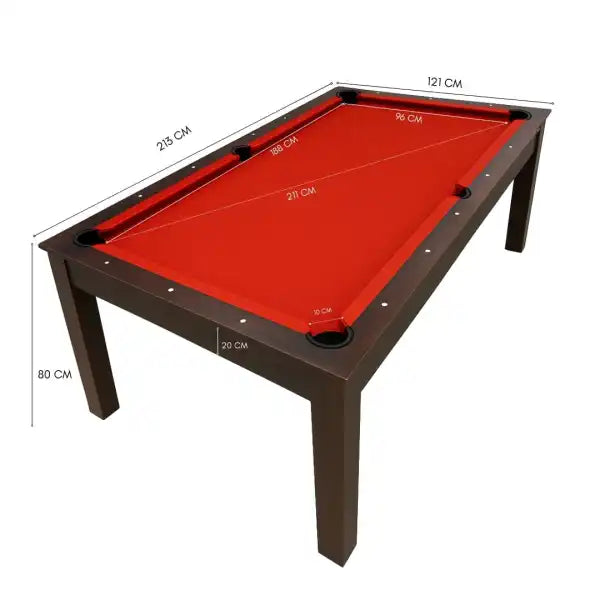 7FT Pool Table with Dining Top – VULCAN RED Billiards Table