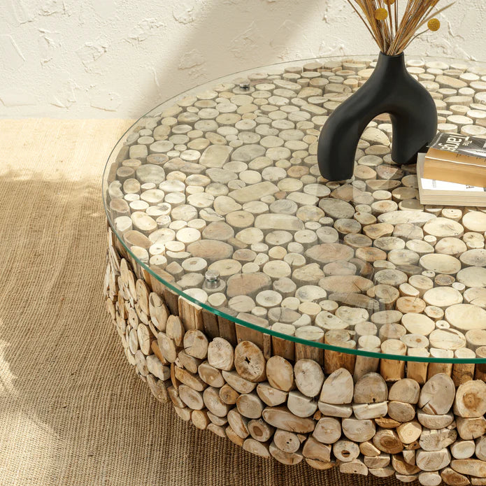 Natural Design Round Driftwood Coffee Table