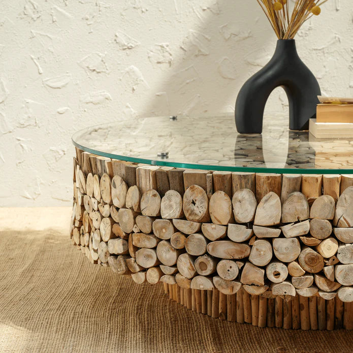 Natural Design Round Driftwood Coffee Table