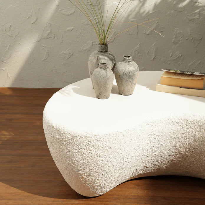 Unique Design Coffee Table, Soft Natural Cream Tone Table