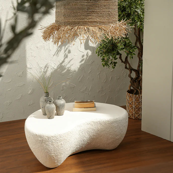 Unique Design Coffee Table, Soft Natural Cream Tone Table