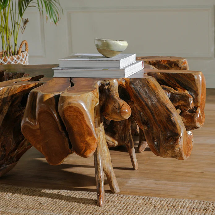 Natural Teak Root Wood Coffee Table