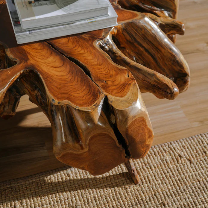 Natural Teak Root Wood Coffee Table