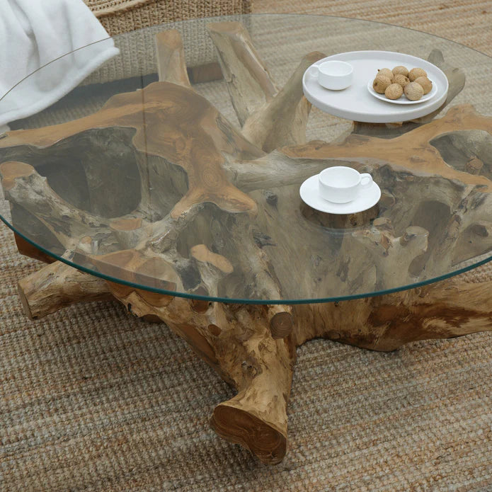 Luxury Teak Root Coffee Table, Naturally Unique Design