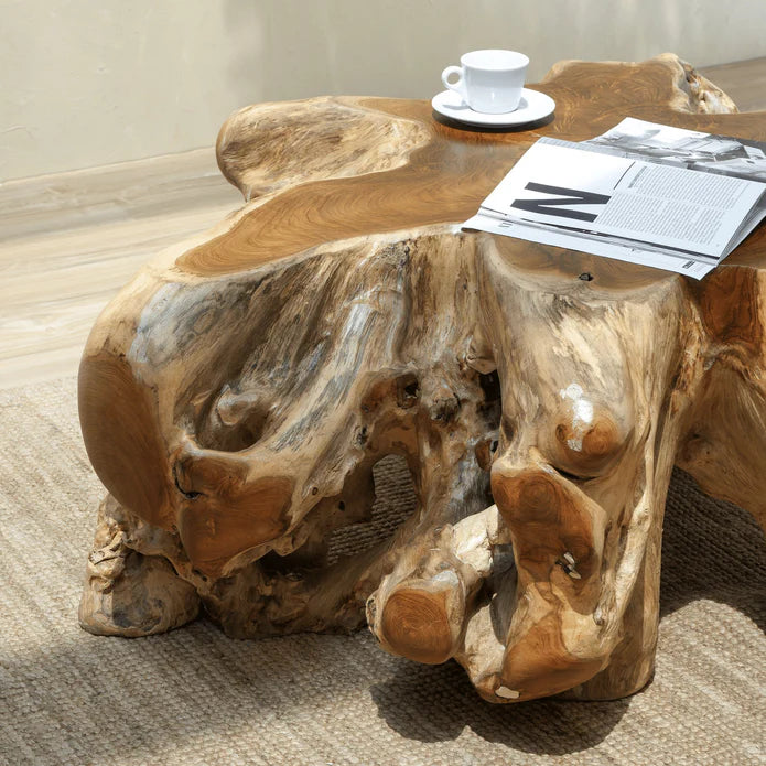 Natural Teak Root Wood Coffee Table