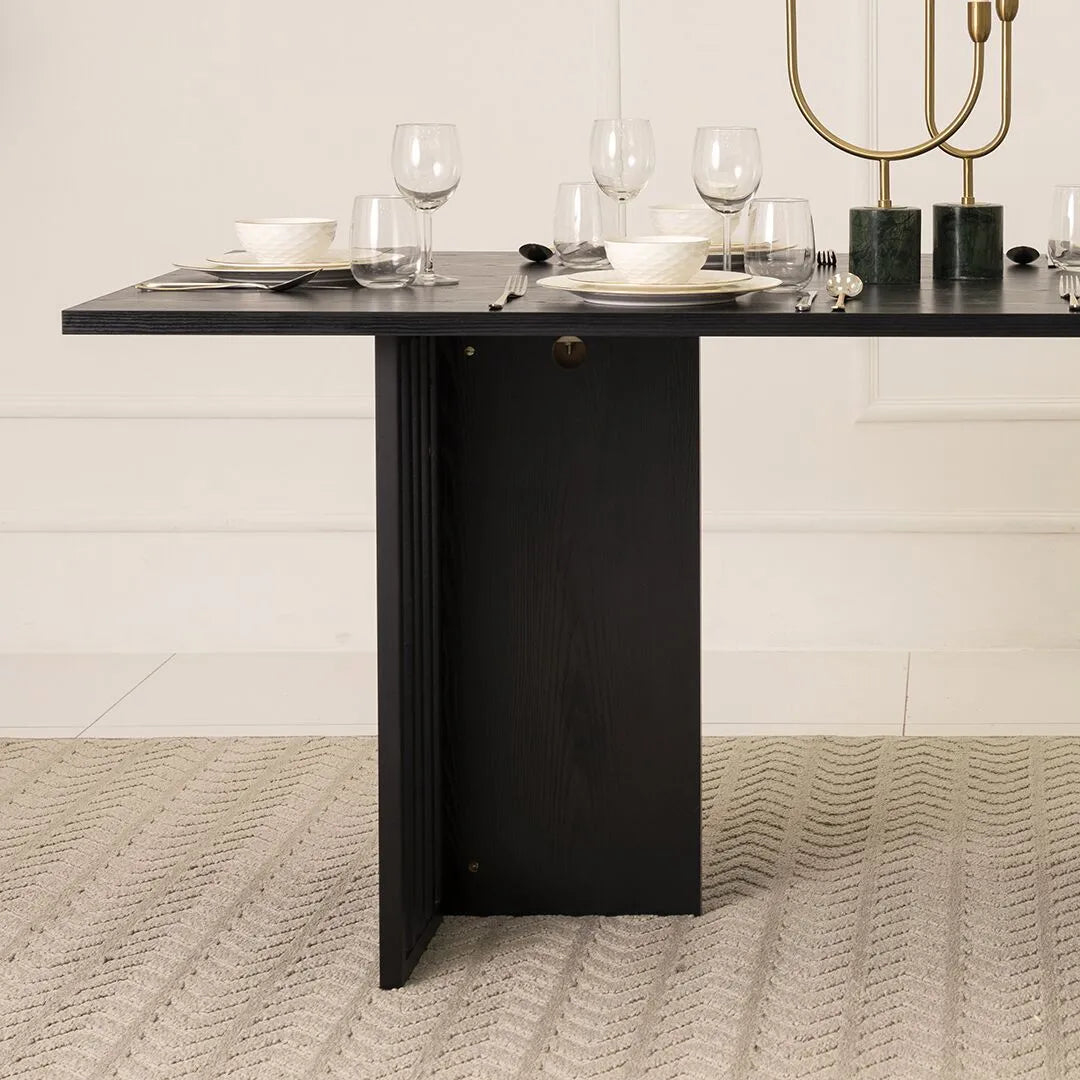 Elegant Modern Style 6-Seater Dining Set – Black & Grey