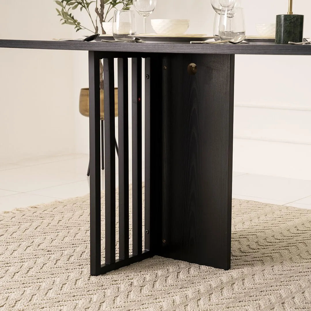 Elegant Modern Style 6-Seater Dining Set – Black & Grey
