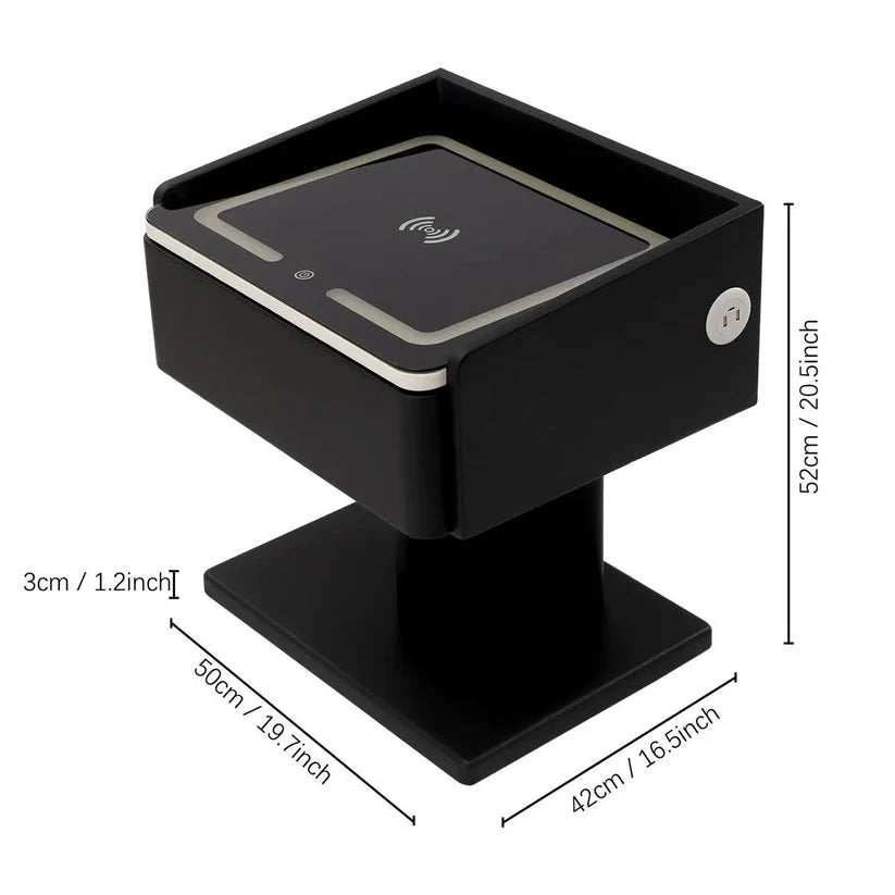 Smart Nightstand Bedside Table in One Drawer with LED Light, Wireless Charging, USB Ports-GCC Home Center