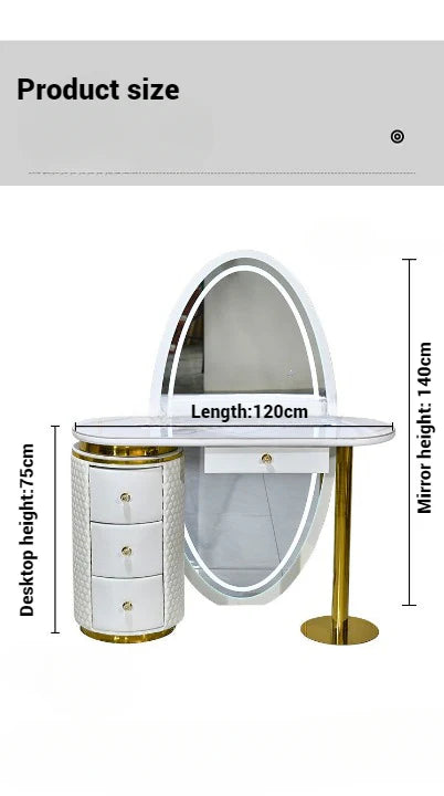 Luxury Vanity Table with Oval Full Length Mirror and Chair-GCC Home Center
