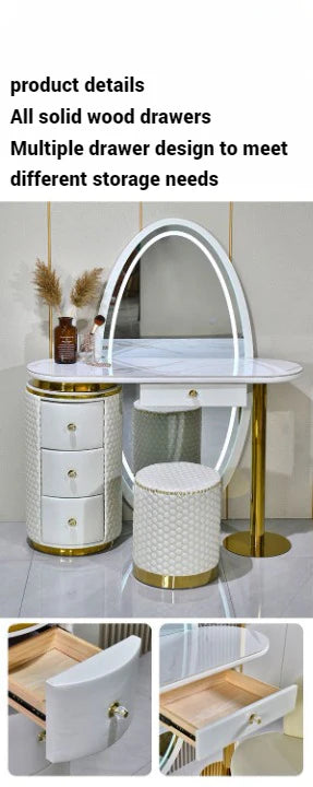Luxury Vanity Table with Oval Full Length Mirror and Chair-GCC Home Center