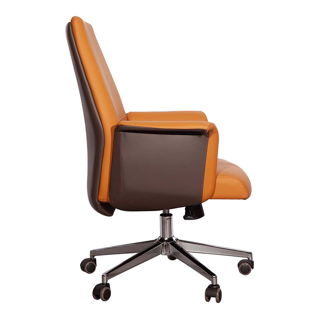 PU Leather Low Back Office Chair - Light Brown-GCC Home Center
