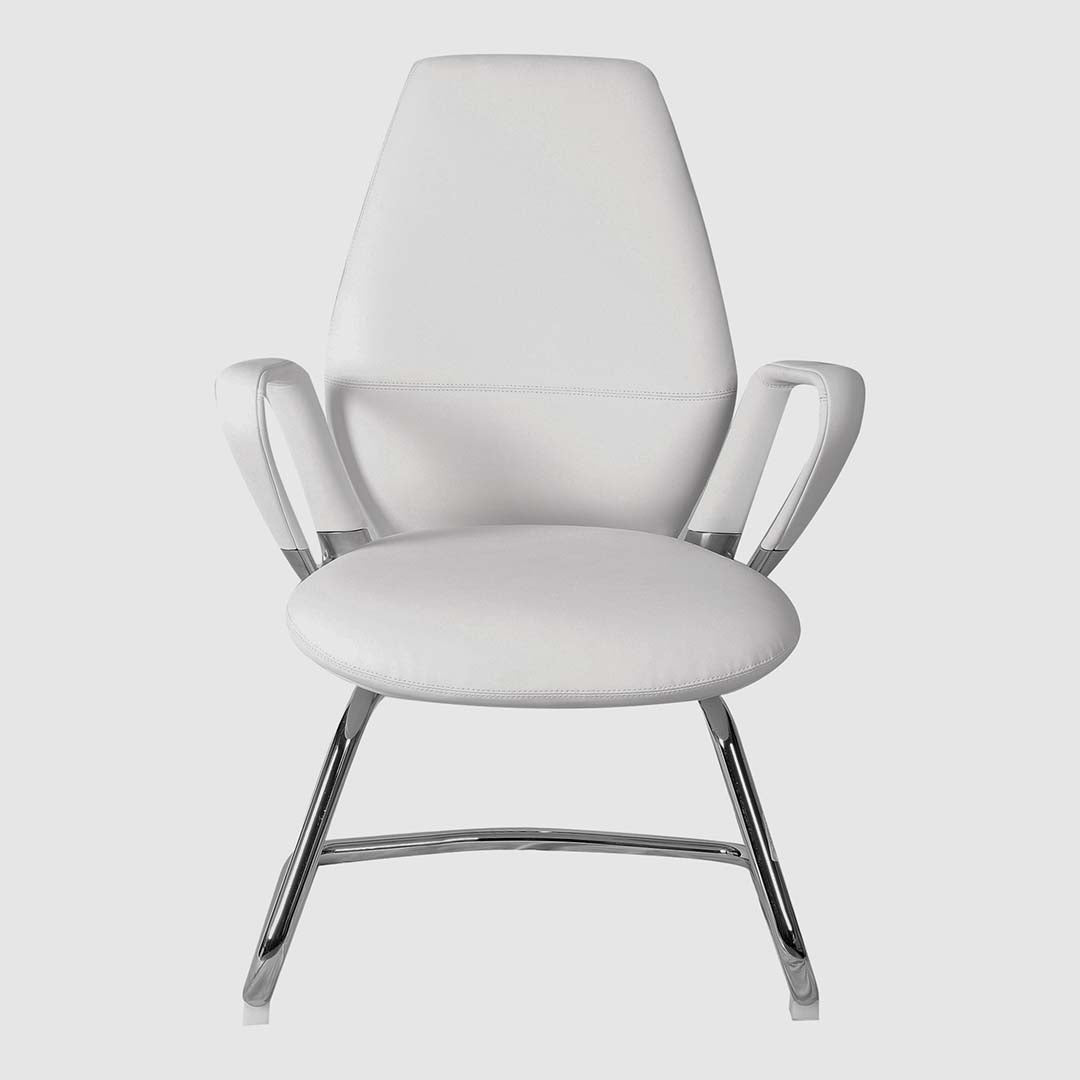 Modern High Back PU Leather Office Chair - White-GCC Home Center