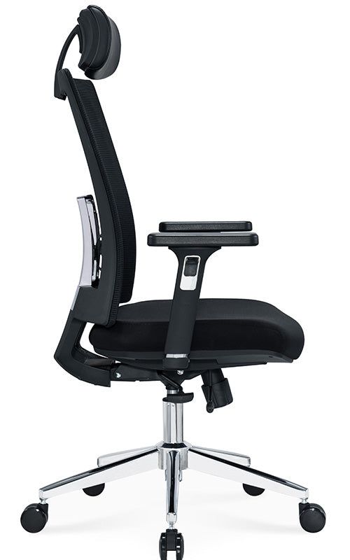 Ergonomic Office Chair – Black with Sliding Seat, Adjustable Headrest & Lumbar Support