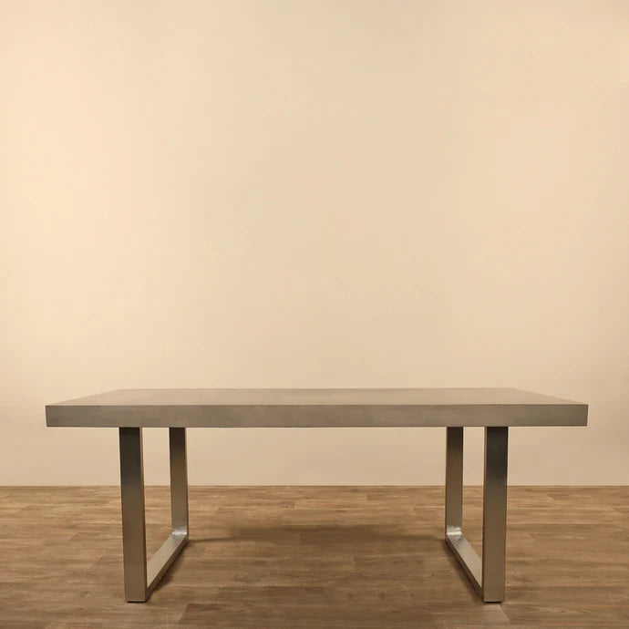 Concrete & Stainless Steel Dining Table - Dark Grey