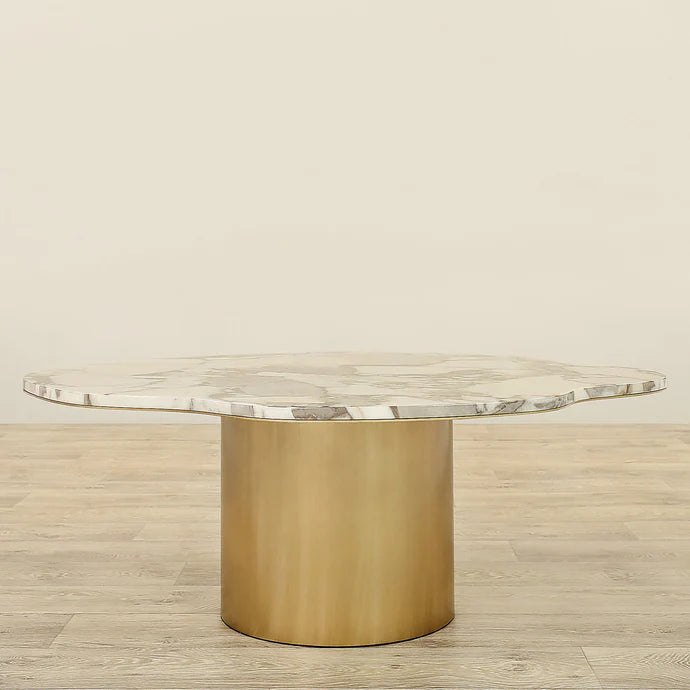 Coffee & Side Table Set – Faux Marble & Bronze Brushed Stainless Steel
