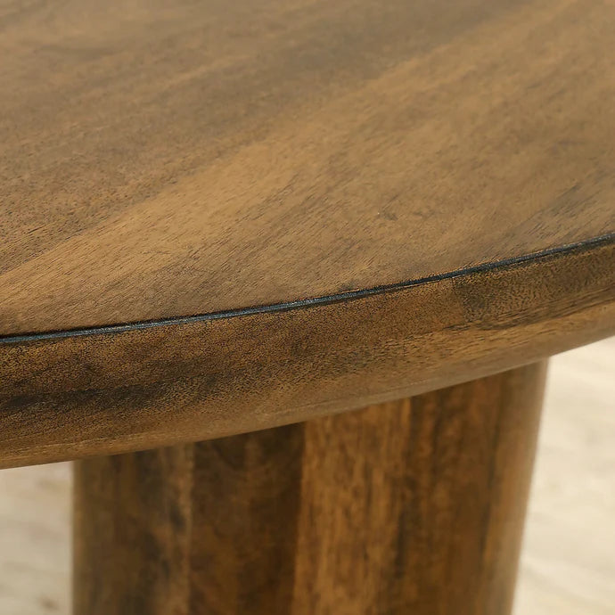 Solid Wood Round Wooden Dining Table – Antique Brown