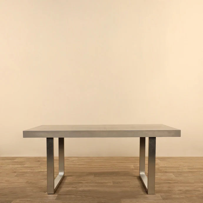 Concrete & Stainless Steel Dining Table - Dark Grey