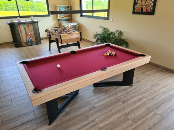 Break US Pool Table | Solid Natural Oak 2 with Metallic Legs Black Finish – 8ft